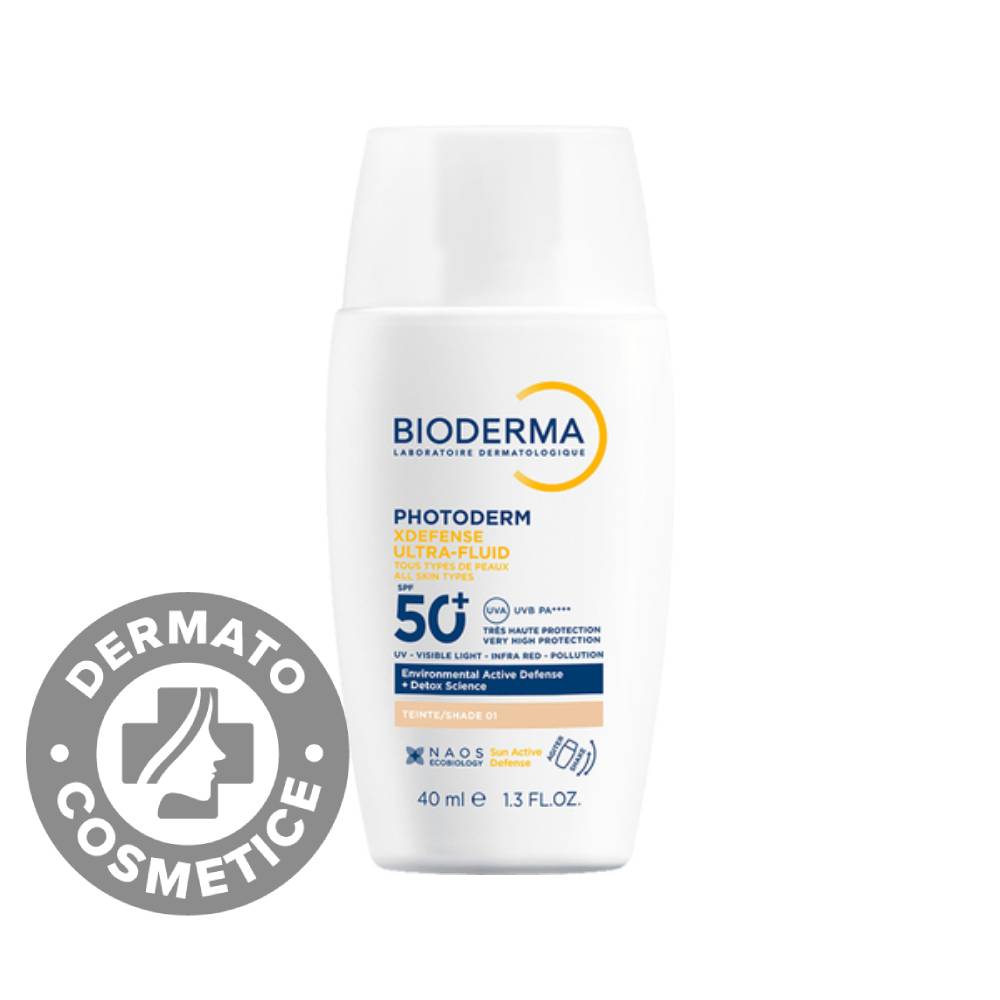 Ultra-Fluid colorat pentru protectie solara avansata protectie anti-poluare si anti-degradare celulara SPF50+ Fototip 01 Photoderm XDefense