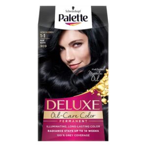 Vopsea de par permanent Palette Deluxe Oil-Care Color 909/1-1 Negru albastrui