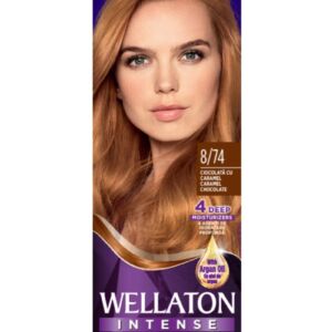 Vopsea de par permanenta Ciocolata cu Caramel 8.74 Wellaton