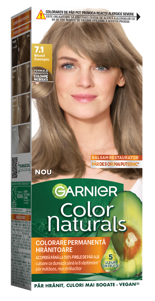 Vopsea de par permanenta Color Naturals 7.1 Blond Cenusiu