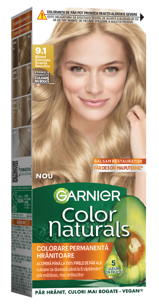 Vopsea de par permanenta Color Naturals 9.1 Blond Cenusiu Foarte Deschis