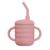 Cana din silicon cu pai Old Rose 6 luni+, 1 bucata, Appekids