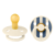 Set 2 suzete tetina rotunda din latex 0 luni+ Colour Studio Collection Stripe Ivory/Steel Blue, 1 bucata, Bibs